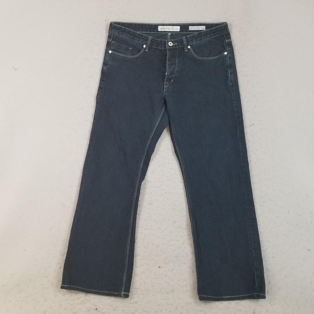 Salt Works Jeans Mens 36x30‎ Indigo Varick Street Low Bootcut Button Fly Stretch